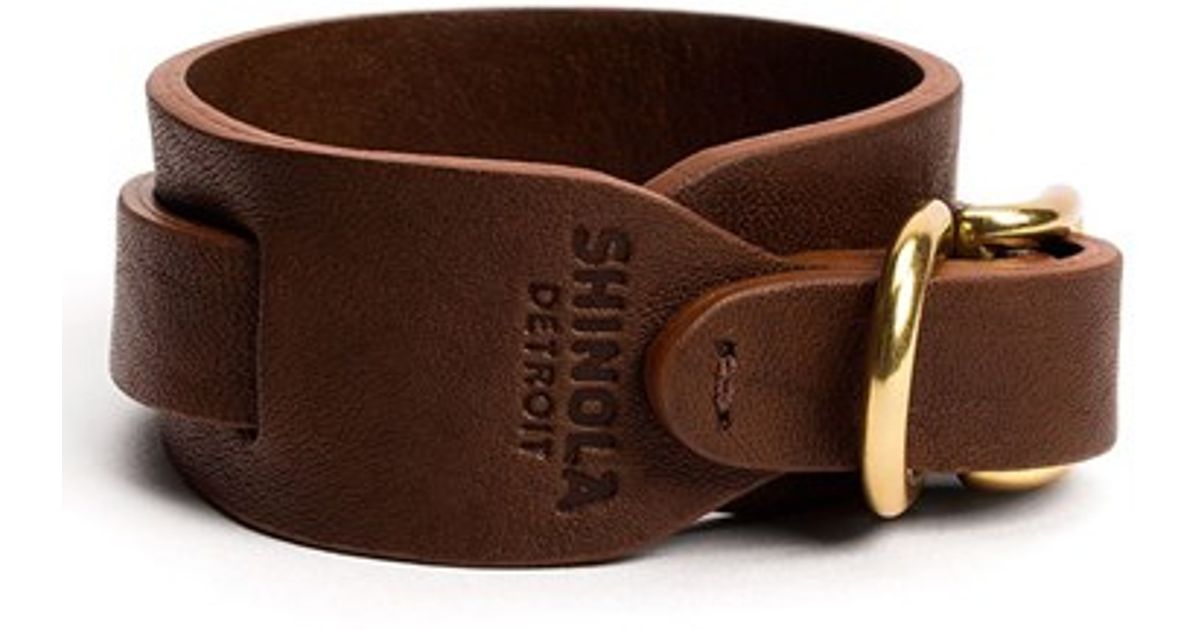 Lyst Shinola Double Wrap Leather Bracelet In Brown