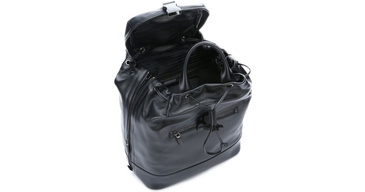 Prada Black Leather Expandable Convertible Backpack Tote in Black ...  