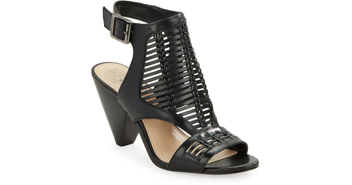 leather caged heels