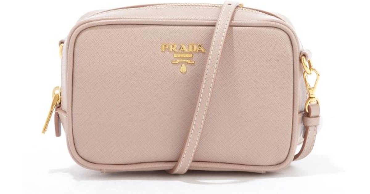 Lyst Prada Dusty Rose Saffiano Leather Mini Crossbody Bag In Pink