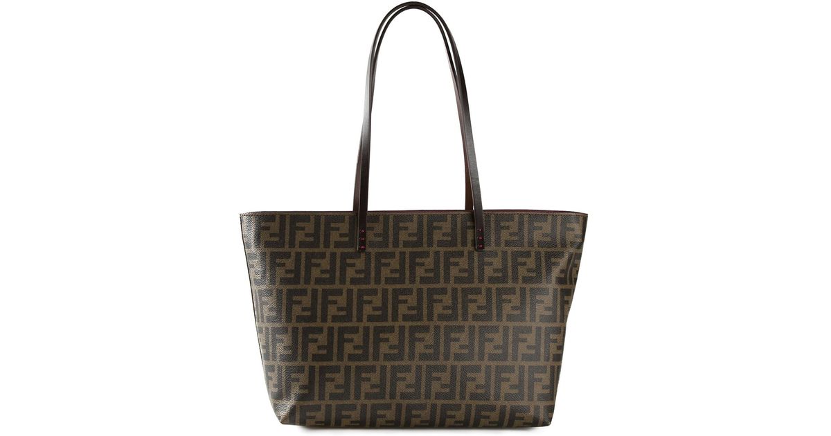 Fendi Brown Ff Logo Roll Tote Bag