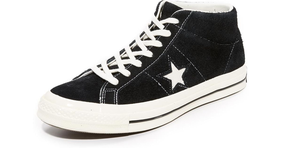 Lyst Converse One Star 74 Suede Mid Top Sneakers In Black For Men