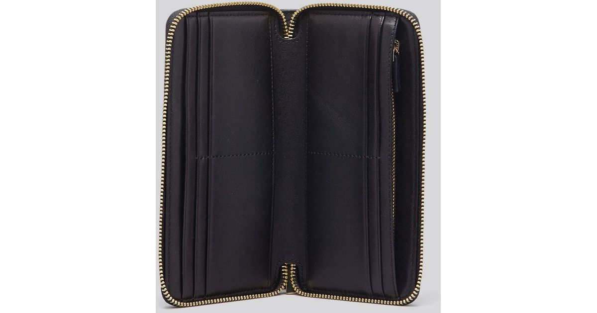 Tory burch Wallet - Fleming Open Flat Zip Continental in Black | Lyst