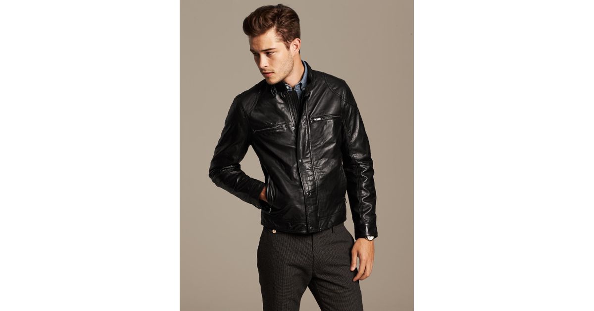 Lyst Banana Republic Leather Moto Jacket In Black For Men