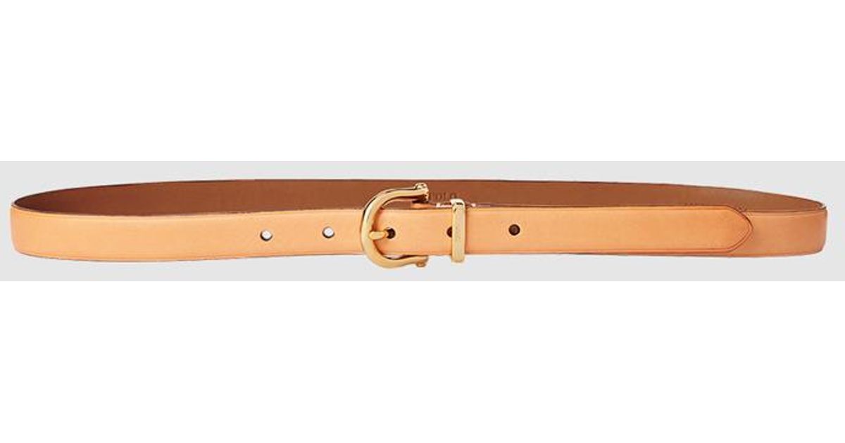 Polo Ralph Lauren Thin Camel-coloured Leather Belt in ...