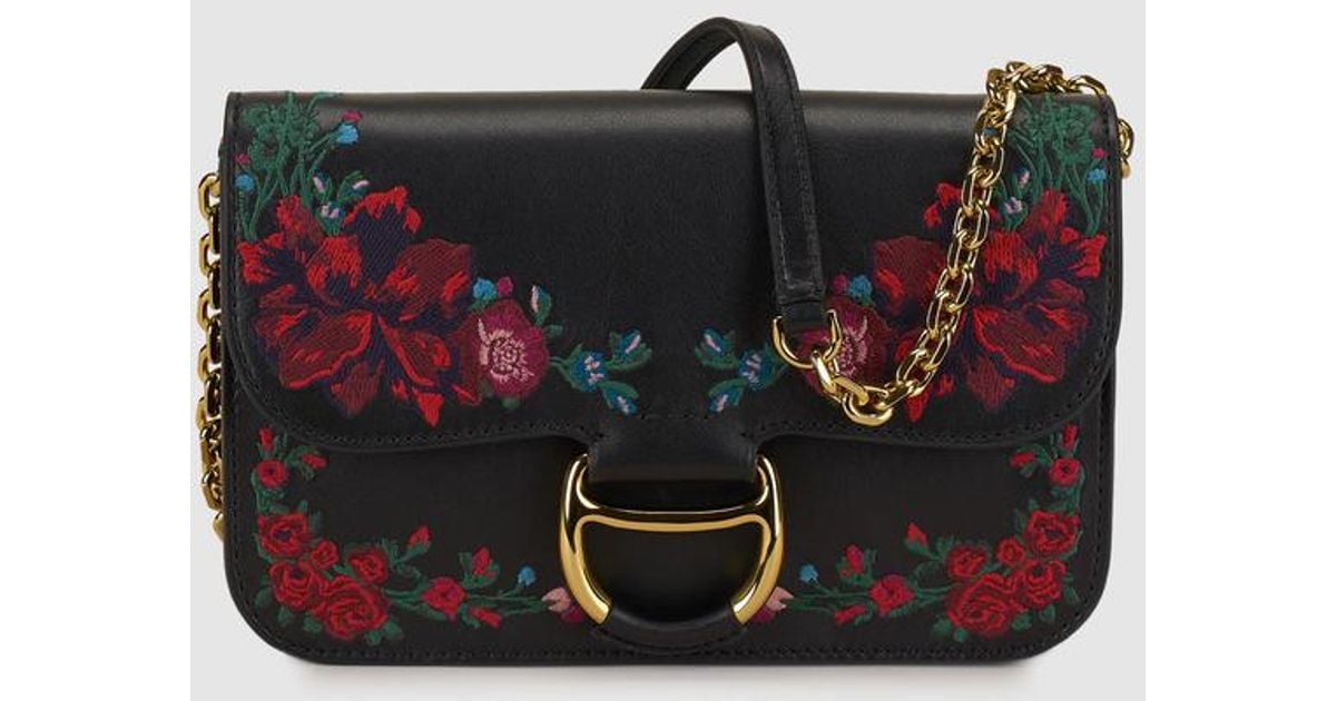 Lyst Polo Ralph Lauren Wo Black Leather Crossbody Bag With Fl Lyst Polo Ralph Lauren Wo Black Leather Crossbody Bag With Fl Embroidery In