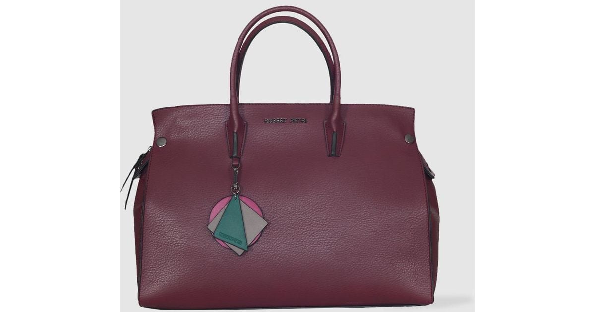 Robert Pietri Large Burgundy Handbag With Geometric Pendant In Robert Pietri Large Burgundy Handbag With Geometric Pendant In Purple Lyst