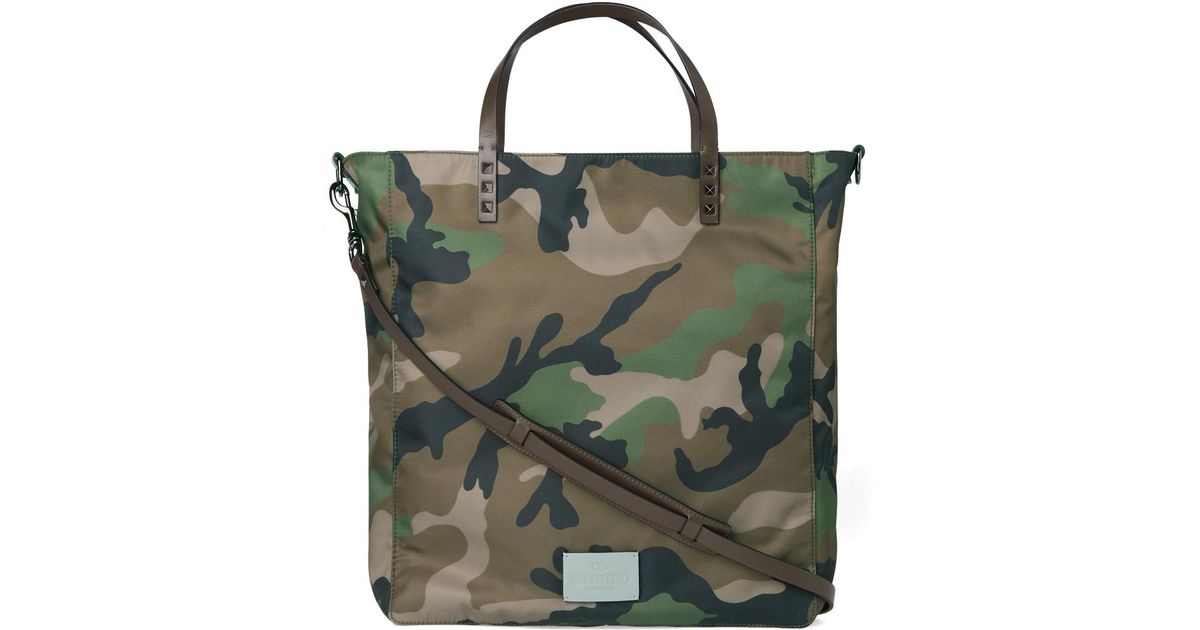 Lyst Valentino Nylon Camo Tote Bag In Green