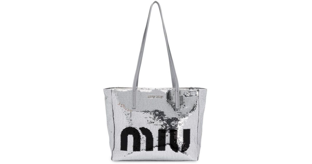 miu miu logo plaque padded tote bag