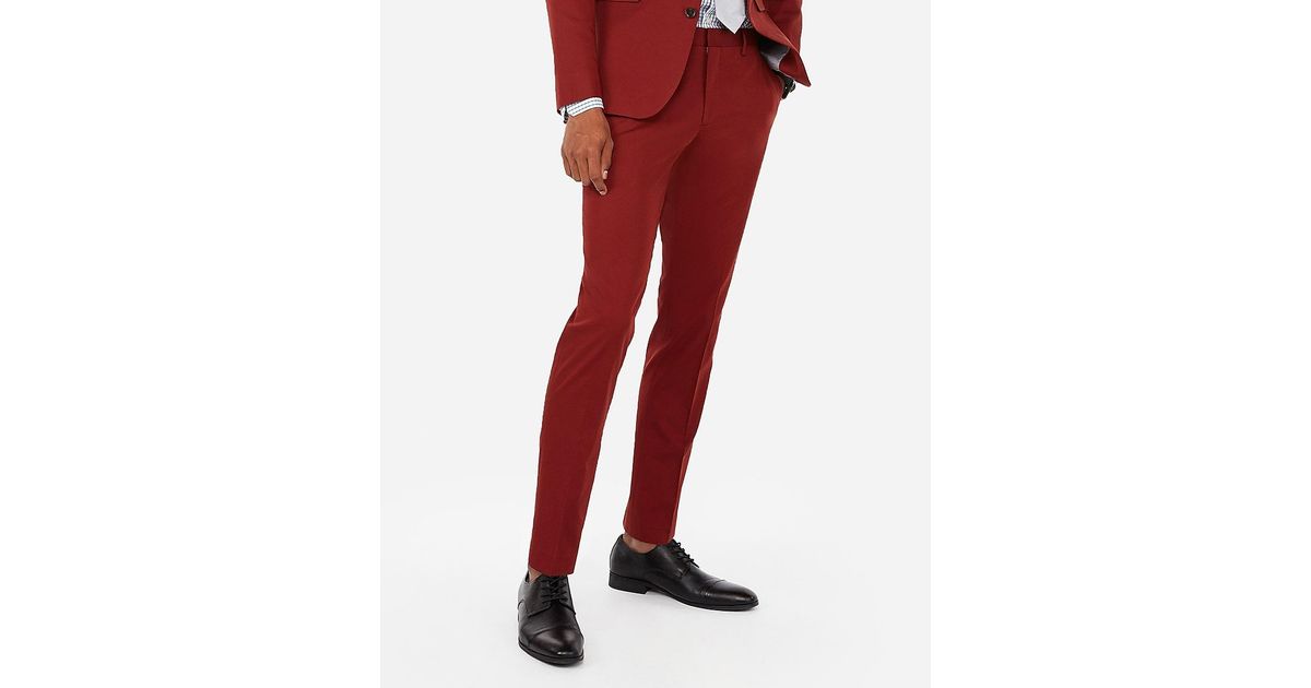 Express Extra Slim Red Cotton Blend Suit Pants Red for Men Lyst