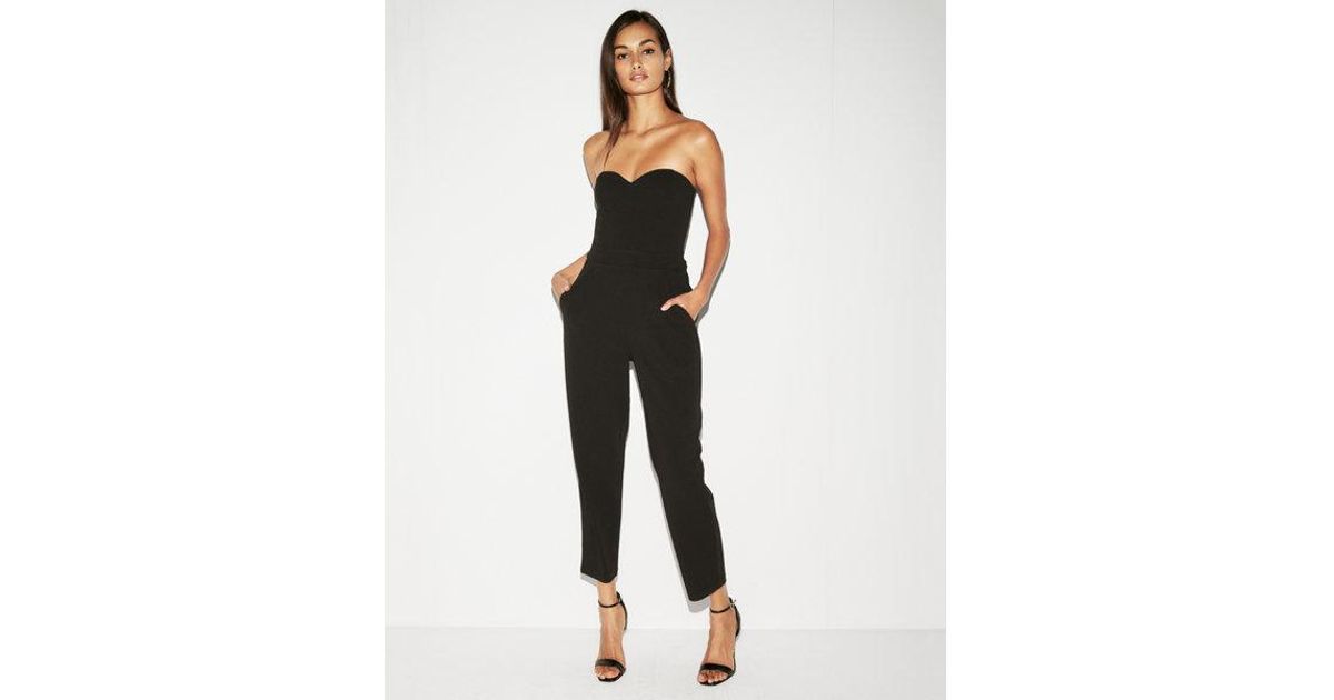 strapless sweetheart neckline jumpsuit