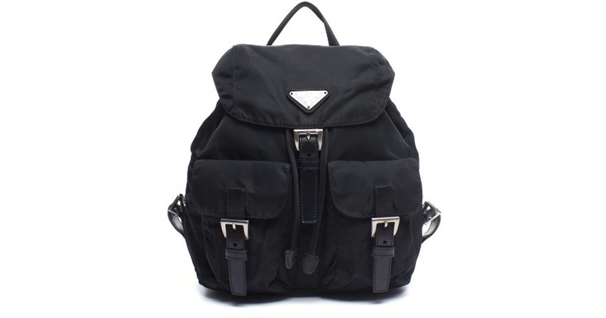 Prada Pre-owned Black Vela Nylon Backpack in Black for Men | Lyst