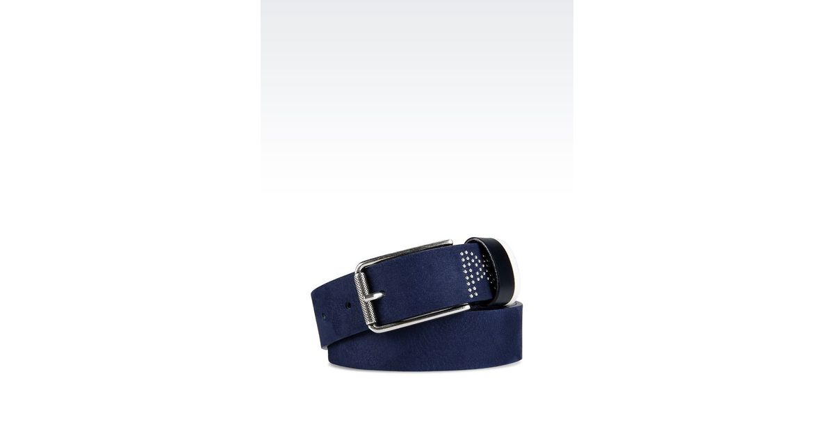 Armani jeans Suede Belt in Blue for Men Lyst