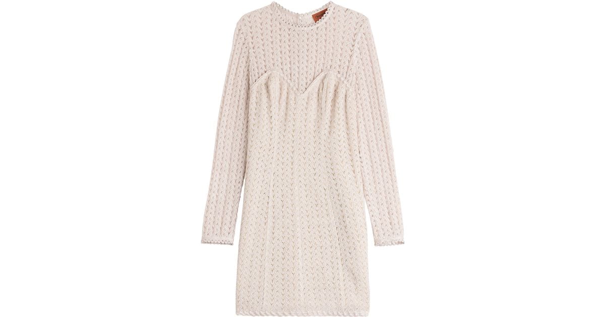 Missoni Crochet Knit Dress With Wool - Rose in Beige Lyst