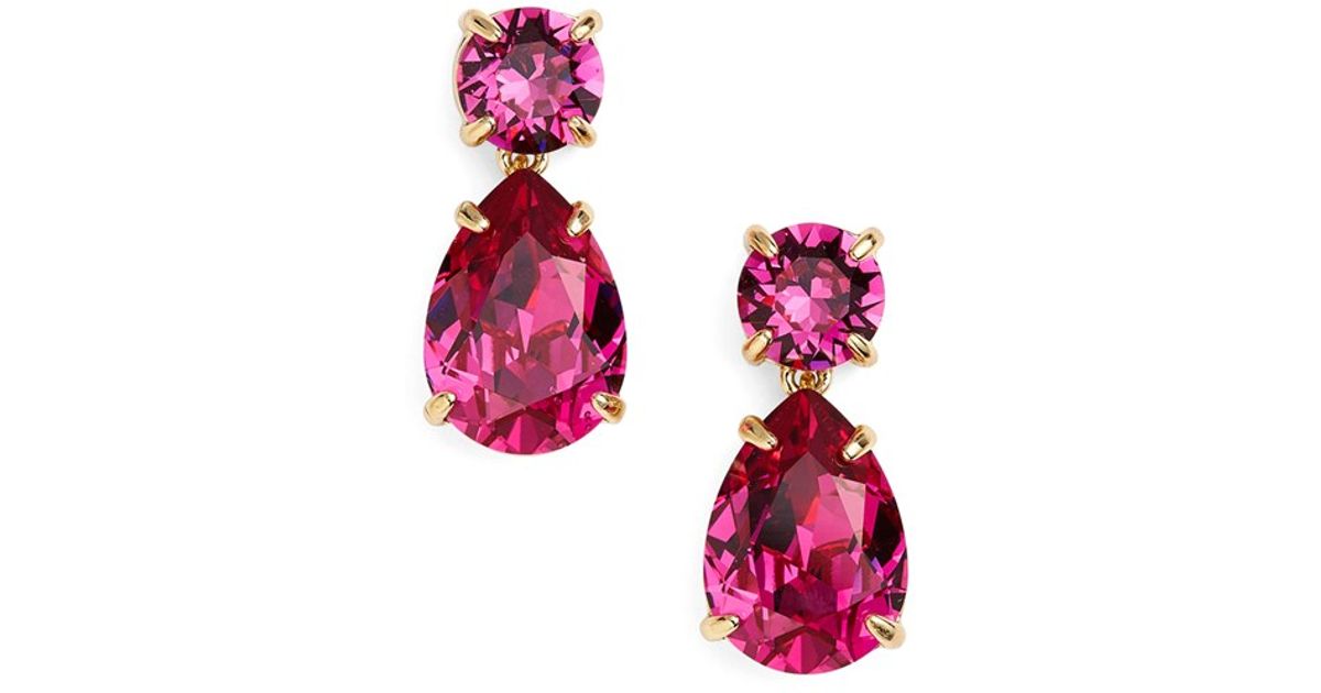 Lyst Kate Spade New York Crystal Drop Earrings Fuschia In Pink
