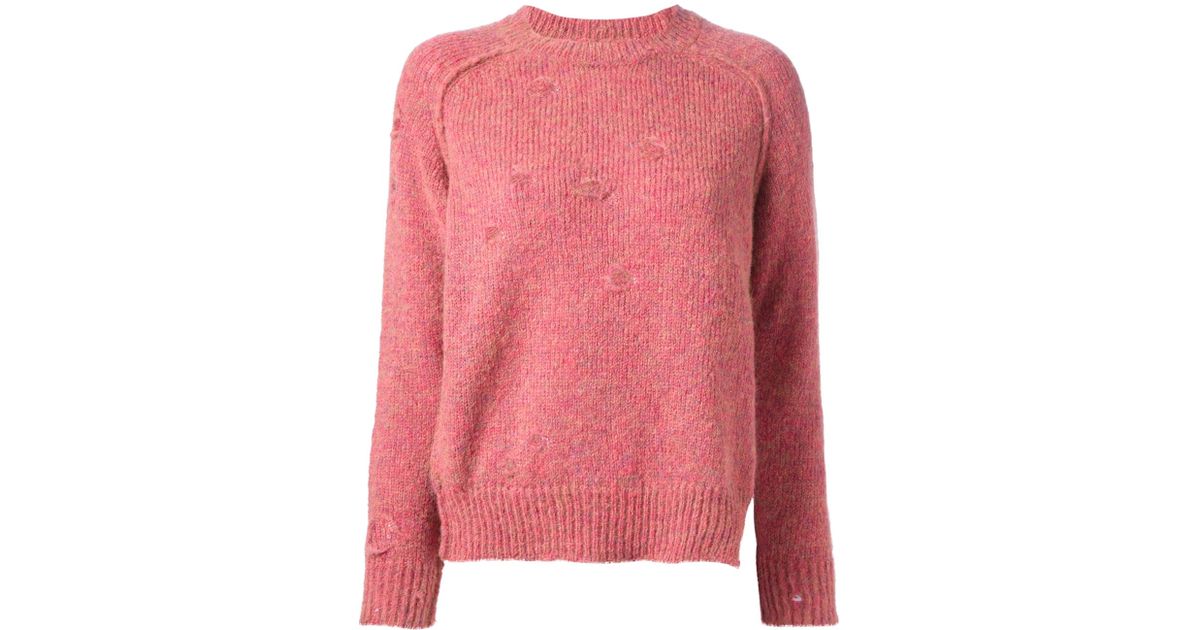 Lyst - Étoile Isabel Marant 'Rain' Distressed Knit Sweater in Pink