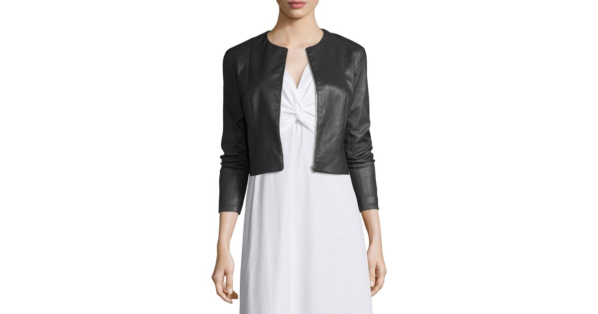 The Row Metallic Stanta Cropped Leather Jacket Lyst