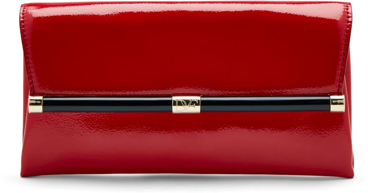 Lyst Diane Von Furstenberg 440 Envelope Patent Leather Clutch In Red