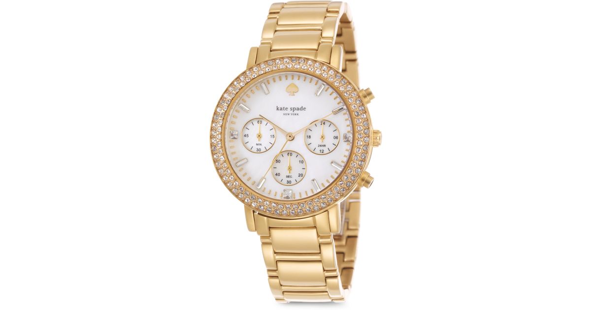 Lyst Kate Spade New York Gramercy Grand Pave Goldtone Stainless Lyst Kate Spade New York Gramercy Grand Pave Goldtone Stainless Steel Chronograph Bracelet Watch In Metallic