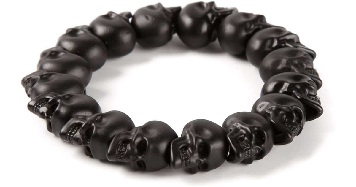 Lyst Alexander Mcqueen Skull Bead Bracelet In Black