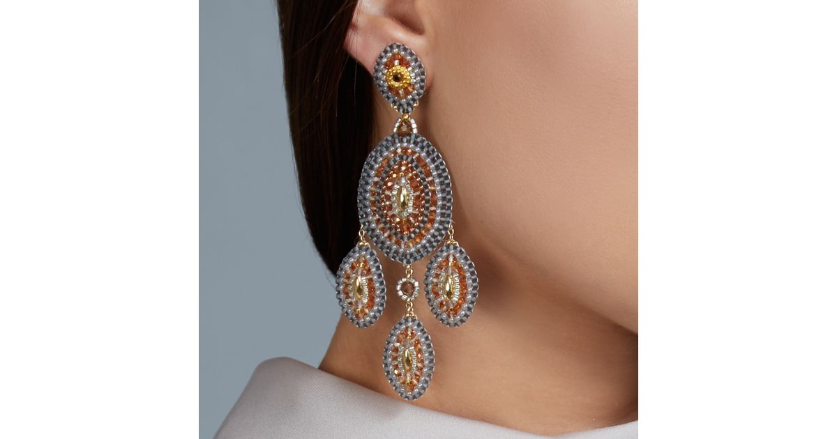 Miguel Ases Topaz Quartz Chandelier Earrings In Orange Lyst