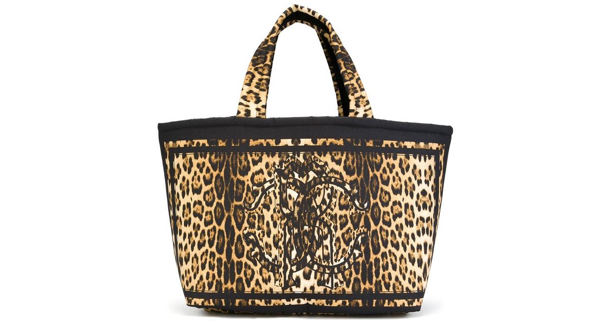 Roberto cavalli Leopard Print Tote Bag in Yellow (BLACK) | Lyst