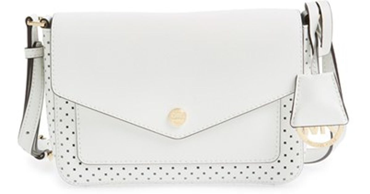Lyst Michael Kors Small Greenwich Perforated Leather Lyst Michael Kors Small Greenwich Perforated Leather Crossbody Bag In White