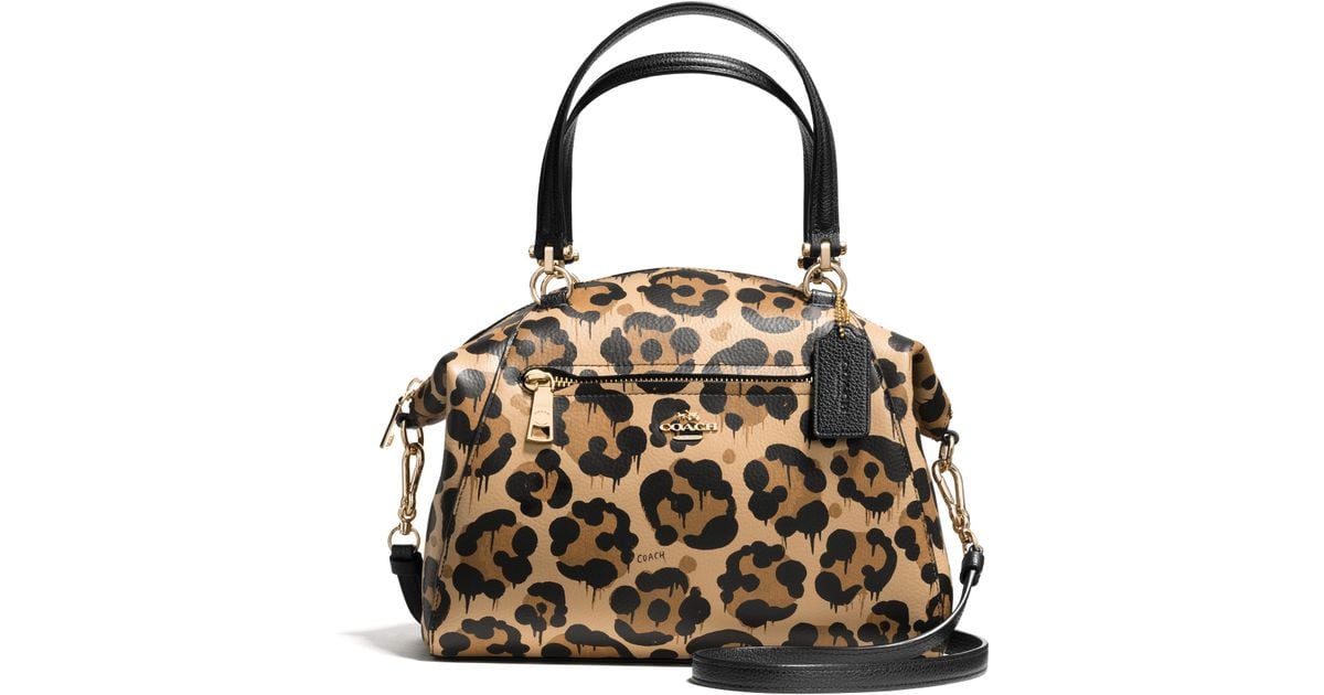 Coach Prairie Dripped Leopardprint Leather Satchel in Animal (leopard