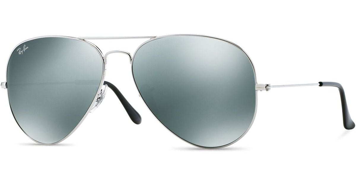 Ray-ban Mirrored Aviator Sunglasses, 62mm in Gray for Men | Lyst