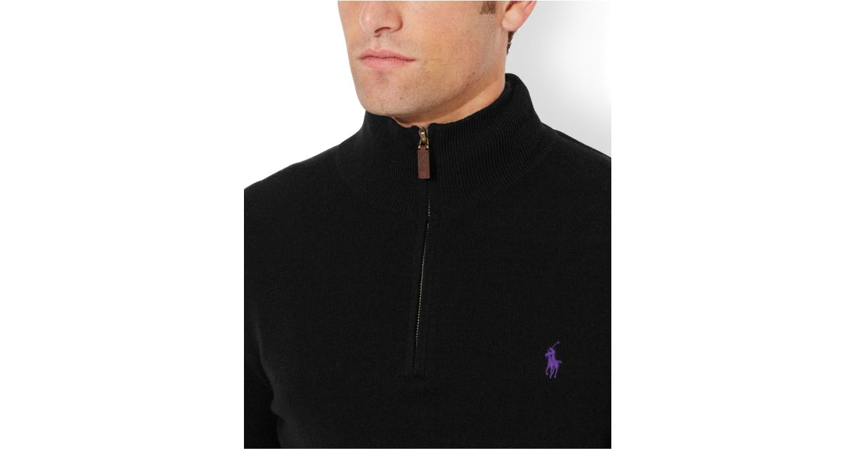 black polo half zip sweater lilac polo