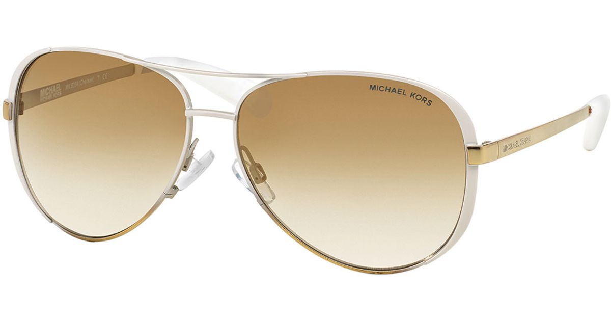 Michael kors Chelsea Soft Touch Aviator Sunglasses in Gold (WHITE/GOLD ...