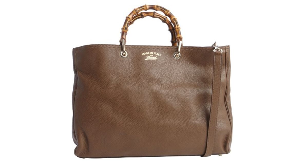 Gucci Maple Leather Bamboo Handle Convertible Tote In Metallic Lyst