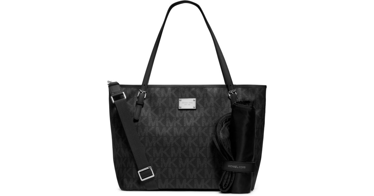 Lyst Michael Kors Jet Set Travel Logo Diaper Bag In Black