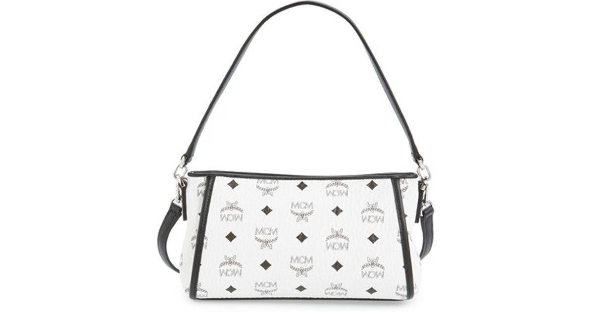 mcm black and white purse
