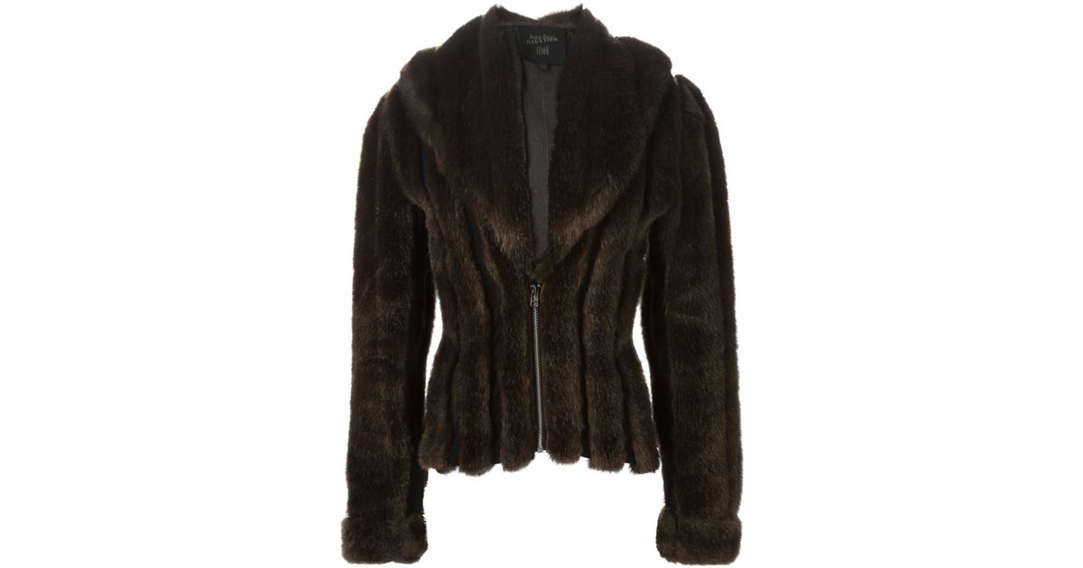 Lyst - Jean Paul Gaultier Faux Fur Jacket in Brown
