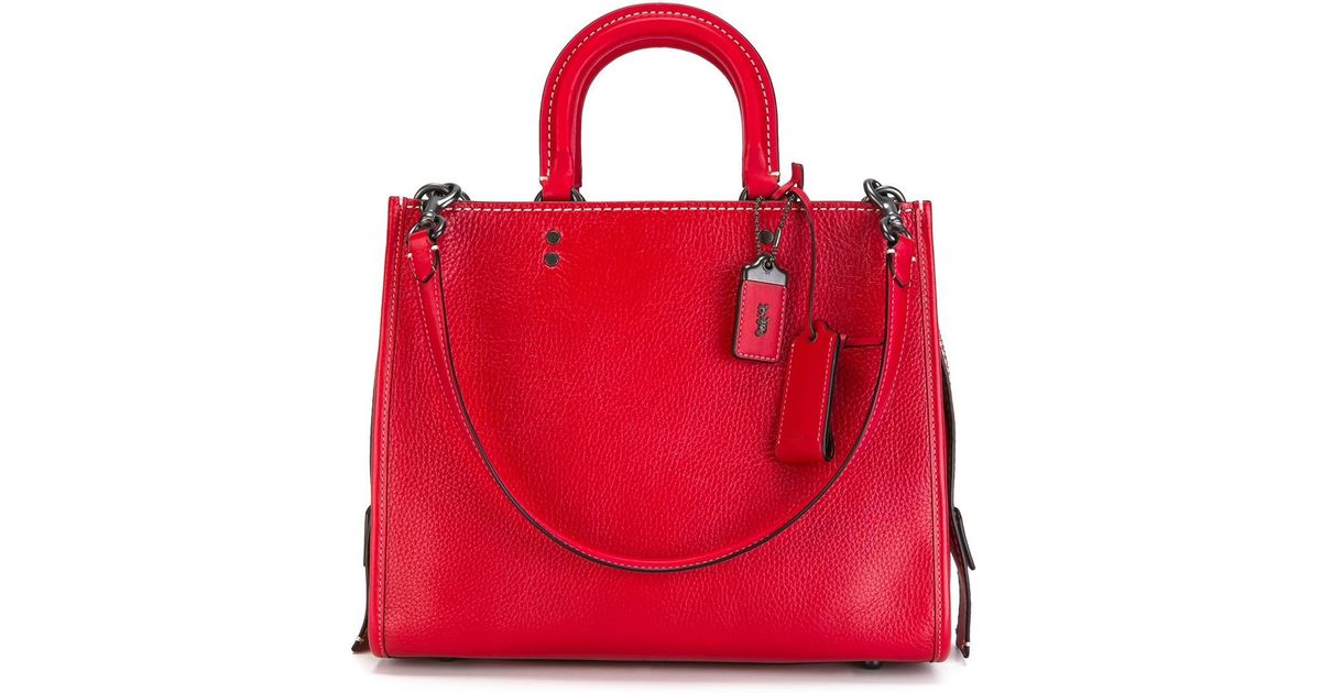 coach tote red inside