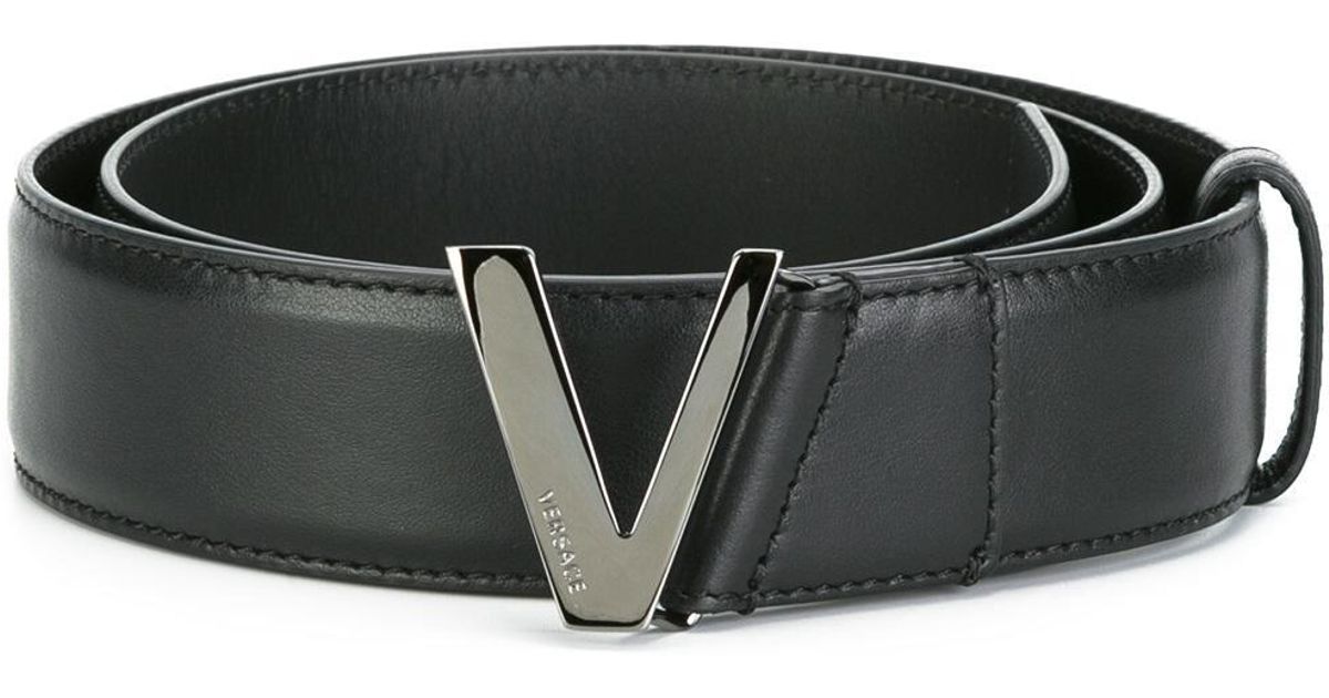 Lyst - Versace V Logo Buckle Belt in Black for Men