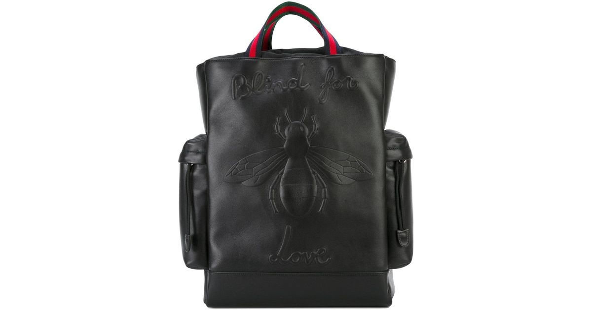 Lyst - Gucci Bee Embossed Backpack in Black