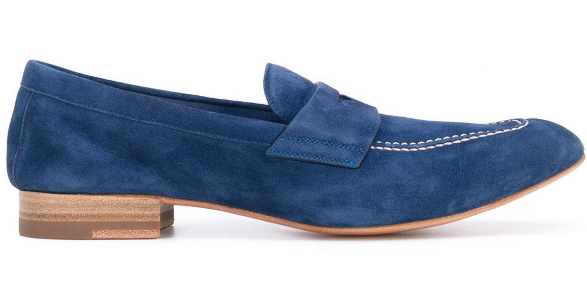 Santoni Classic Loafers in Blue | Lyst