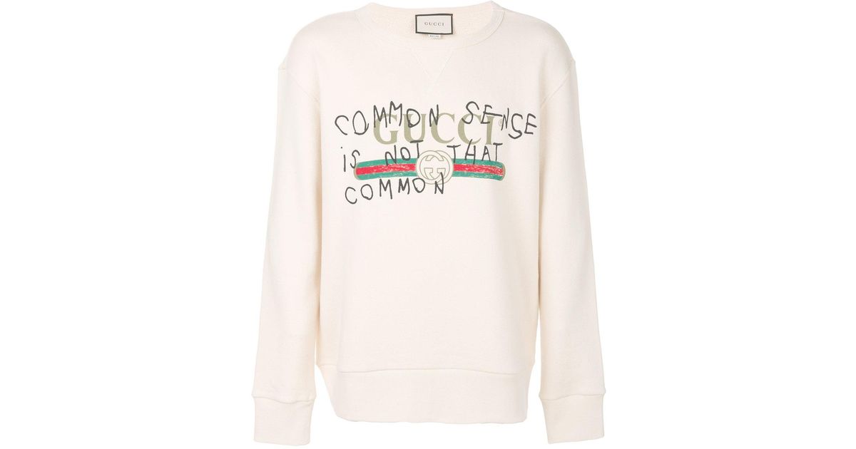Lyst - Gucci Common Sense Is Not That Common Sweatshirt in White for Men