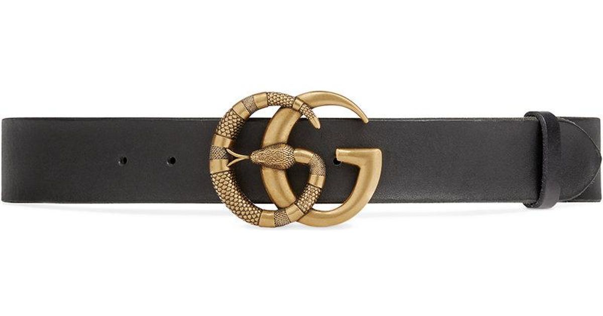 Lyst - Gucci Double G Snake Buckle Belt in Black for Men