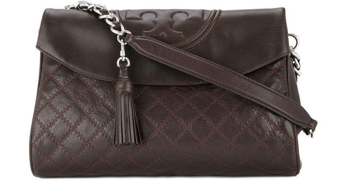 Tory Burch Brown Fleming Distressed Foldover Hobo Bag
