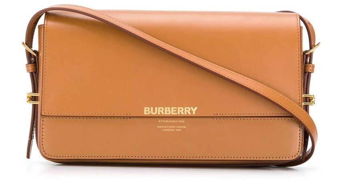 Burberry Logo Shoulder Bag in Brown - Lyst