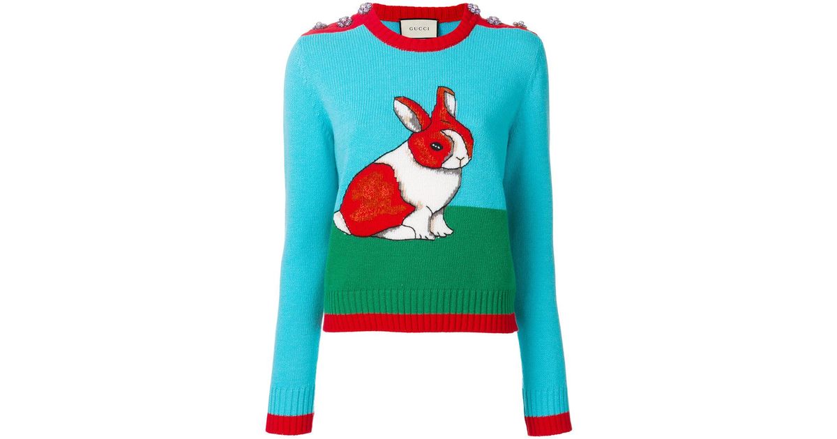 Lyst - Gucci Embroidered Bunny Sweater