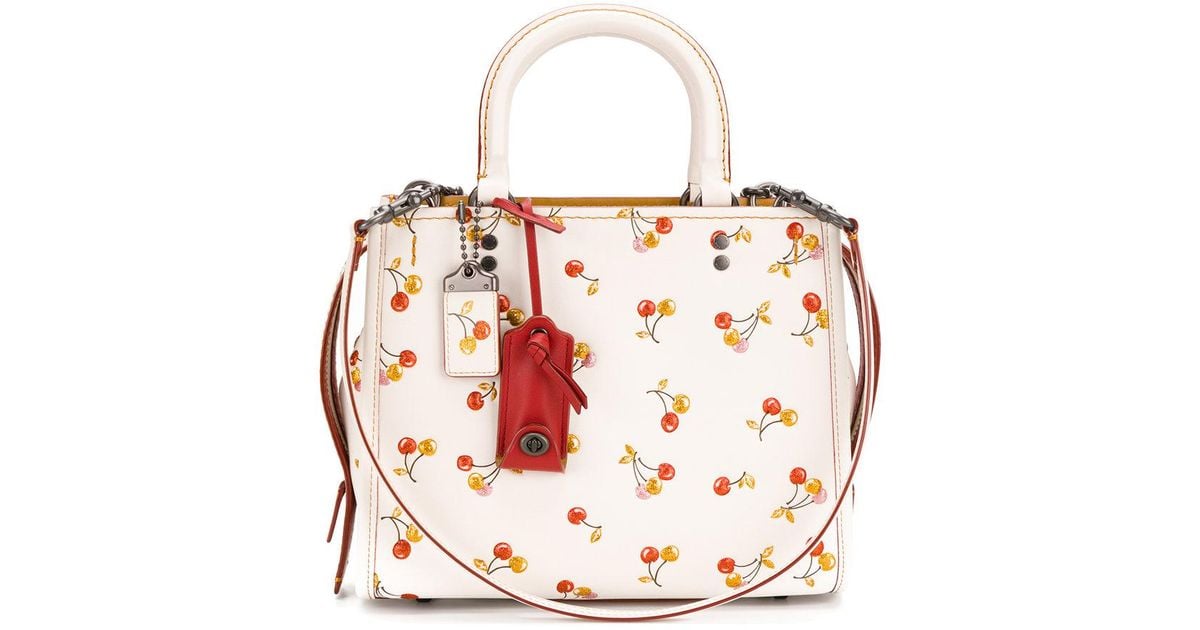 Lyst Coach Cherries Print Shoulder Bag in White