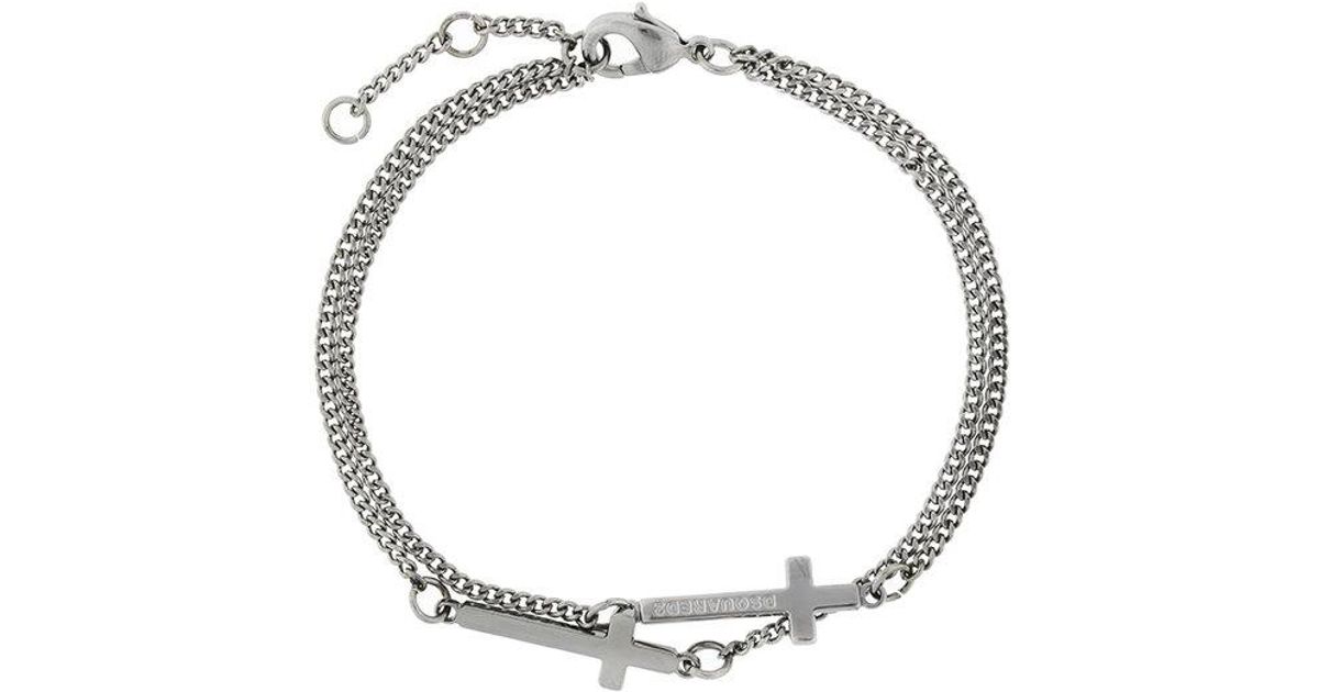 Lyst Dsquared² Engraved Cross Bracelet In Metallic For Men