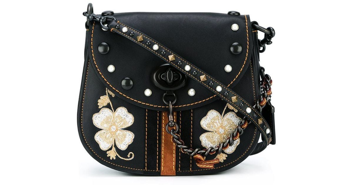 Coach Embroidered Flower Crossbody Bag in Black Lyst