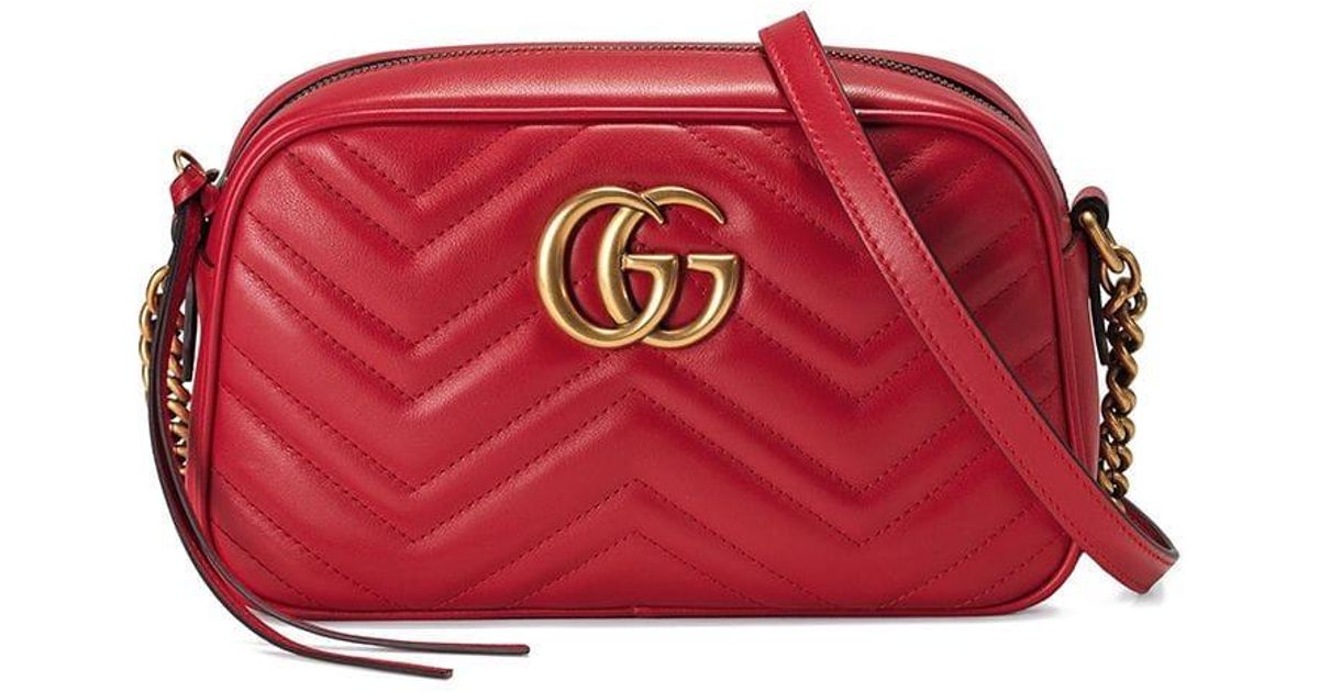Gucci GG Marmont Small Matelassé Shoulder Bag in Red - Lyst