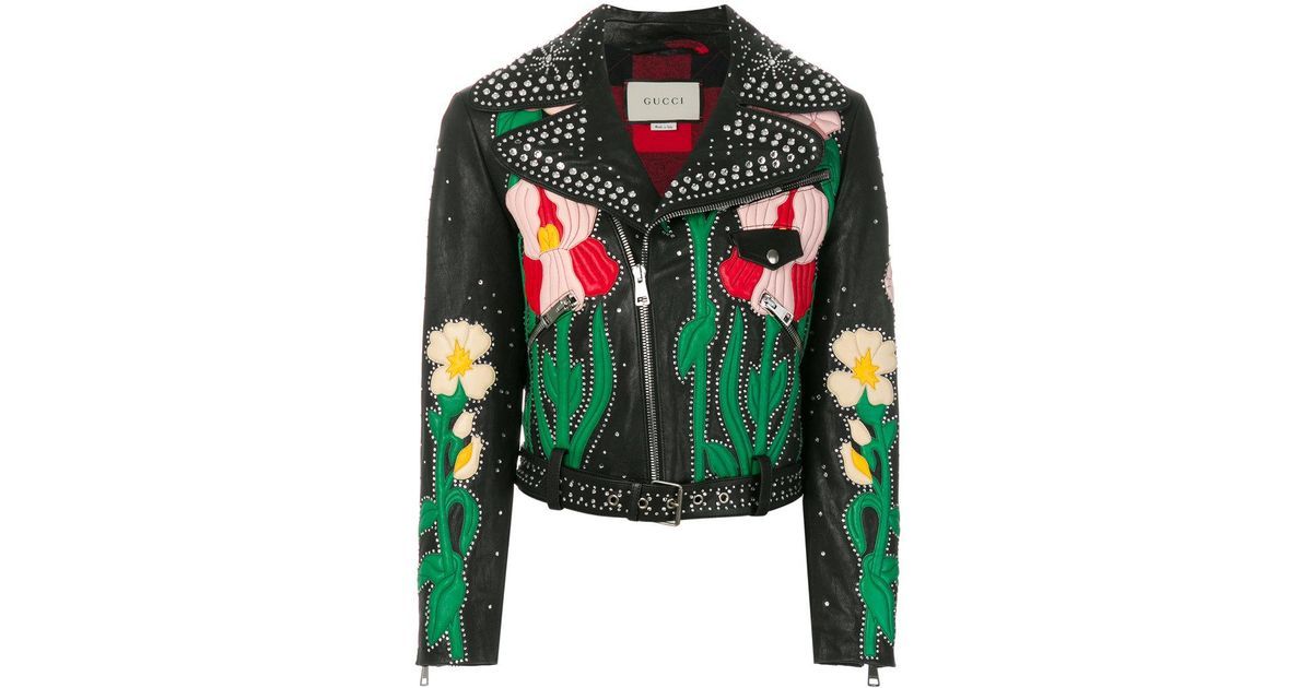 Lyst Gucci Embellished Leather Biker Jacket In Black