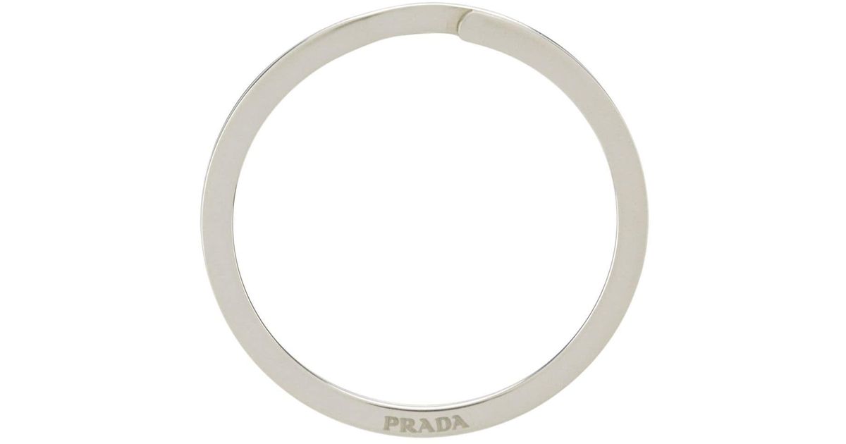 Prada Engraved Logo Ring in Metallic for Men Lyst
